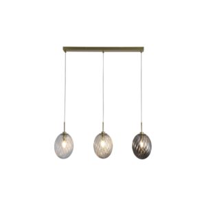 Laagste prijs - Searchlight 3-lichts hanglampWhirl recht gekleurd glas - 24141-3SB