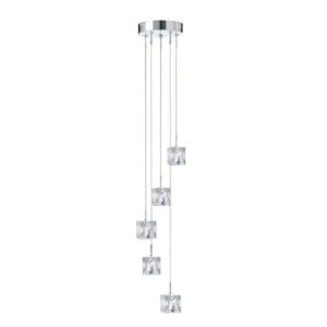 Laagste prijs - Searchlight Vide hanglampIce Cube 5x5w - 3000K - 18cm metaalgrijs - 6775-5-LED