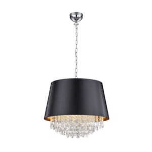 Laagste prijs - Trio HanglampLoreley 50cm met kristal - zwart met goud - 309300302