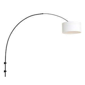Laagste prijs - Steinhauer Wand BooglampSparkled zwart met witte kap - 8138ZW