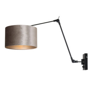 Laagste prijs - Steinhauer Wand LeeslampPrestige Chic zwart met 30cm taupe velourse kap - 8122ZW