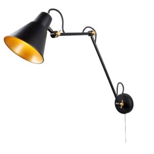 Laagste prijs - Searchlight Zwart gouden leeslampReadi - 7403BK