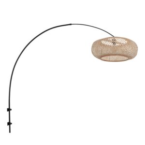 Laagste prijs - Steinhauer Wandlamp boogSparkled Light zwart met rotan kap - 4404ZW