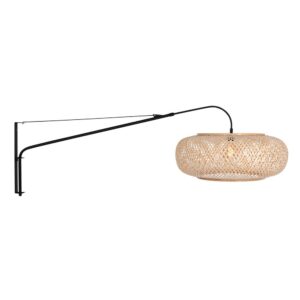 Laagste prijs - Steinhauer MuurlampElegant Classy zwart met rotan kap - 4448ZW