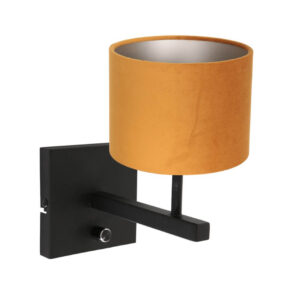 Laagste prijs - Steinhauer Zwart wandlampjeStanger met goud velvet - 8176ZW