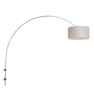 Laagste prijs - Steinhauer Wand BooglampSparkled RVS met kap taupe - 8143ST