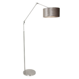 Laagste prijs - Steinhauer Vloer LeeslampPrestige Chic RVS met 40cm taupe velourse kap - 8104ST