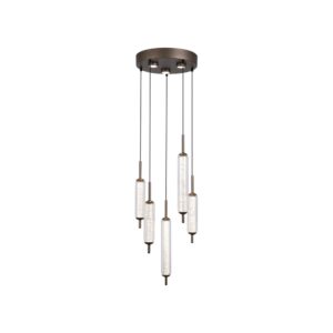 Laagste prijs - Searchlight Unieke hanglampCattail 5-lichts bubbel glas - 76210-5CL