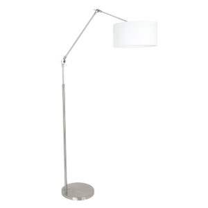 Laagste prijs - Steinhauer Vloer LeeslampPrestige Chic RVS met 40cm wit linnen kap - 8102ST
