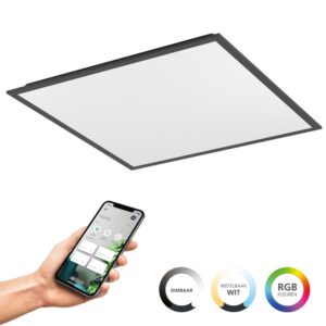 Laagste prijs - Eglo Smart plafondlampMoradillo-Z zwart vierkant 59