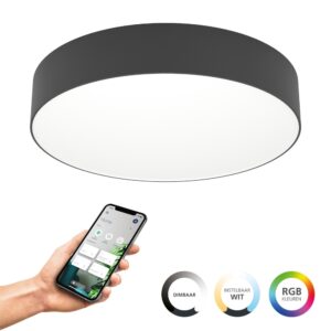 Laagste prijs - Eglo Design plafondlampGallizzi-Z smart zwart Ø 49cm - c