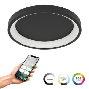 Laagste prijs - Eglo Ronde plafondlampLoretello-Z smart zwart - 901909