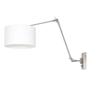 Laagste prijs - Steinhauer Wand LeeslampPrestige Chic RVS met 30cm wit linnen kap - 8108ST
