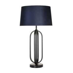 Laagste prijs - Searchlight TafellampChic zwart met blauwe kap - EU91101AZ