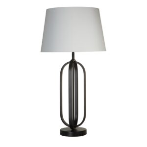 Laagste prijs - Searchlight TafellampChic zwart met witte kap - EU91101WH