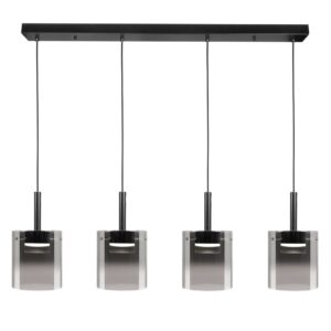 Laagste prijs - Highlight 5-lichts hanglampSalerno zwart met smoke glas - H5427.01
