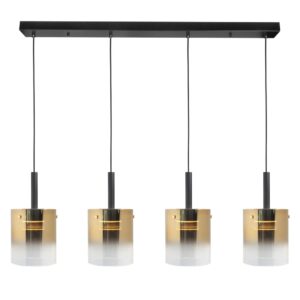 Laagste prijs - Highlight 4-lichts hanglampSalerno zwart met goud glas - H5427.36