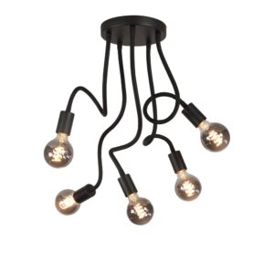 Laagste prijs - Highlight Design plafondlampFlex zwart 5-lichts - P6627.01