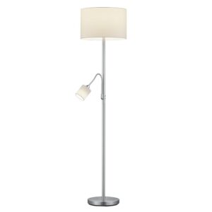 Laagste prijs - Trio Vloer LeeslampHotel 2-lichts metaalgrijs met witte kap - 403900201