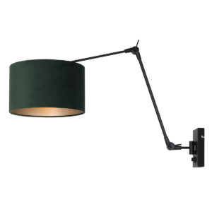 Laagste prijs - Steinhauer Wand LeeslampPrestige Chic zwart met 30cm groen velourse kap - 8121ZW