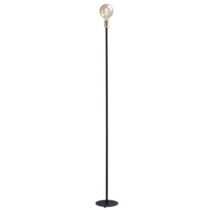 Laagste prijs - Masterlight Zwarte vloerlampTube 155cm met gouden fitting - 1461-05-02-155