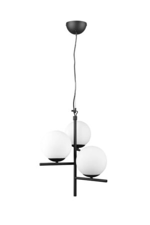 Laagste prijs - Trio HanglampPure 3-lichts zwart met witte bollen - 302000332