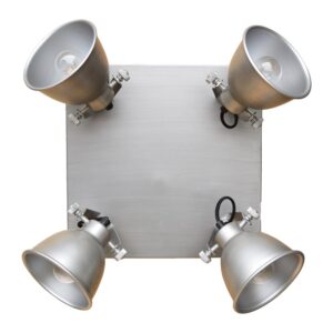 Laagste prijs - Urban Interiors Stoere plafondspotsIndustrial 4-lichts antiek zink - AI-WL-07-255-AZ