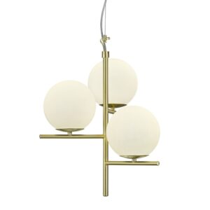 Laagste prijs - Trio HanglampPure mat messing met witte bollen - 302000308