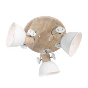 Laagste prijs - Steinhauer Industriële plafondlampGearwood 3-lichts wit met hout - 3063W
