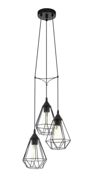 Laagste prijs - Eglo Vintage hanglampTarbes 3-lichts zwart - 94191