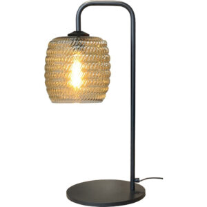 Laagste prijs - Masterlight Zwarte tafellampQuinto met geribd glas - 4262-05-05-1