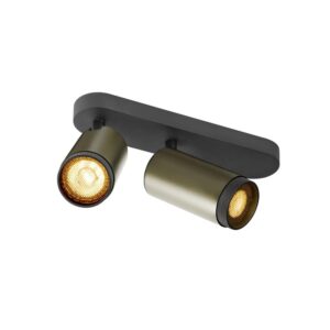 Laagste prijs - SLV OpbouwspotGrip! L 2-lichts brons met zwarte ring - 1009098