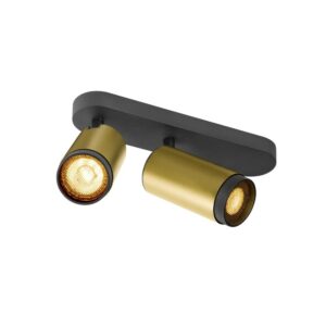 Laagste prijs - SLV OpbouwspotGrip! L 2-lichts goud met zwarte ring - 1009099