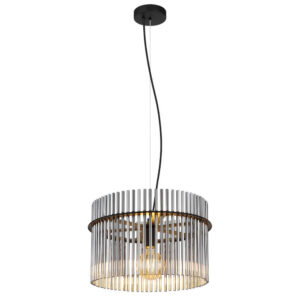 Laagste prijs - Globo Zwarte hanglampGorley met smoke glas Ø 40cm - 15698H