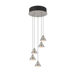 Laagste prijs - Trio Design hanglampRomeo 5-lichts nikkel - 337030507