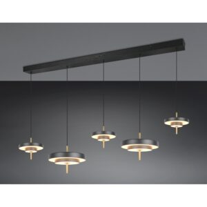 Laagste prijs - Trio 5-lichts hanglampKeaton zwart met goud - 340210580