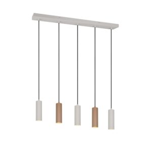 Laagste prijs - Trio HanglampSoka 5-lichts mokka bruin en grijs - 367700565