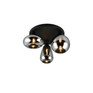 Laagste prijs - Trio 3-lichts plafondlampLumina zwart met smoke glas - 617030332
