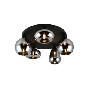 Laagste prijs - Trio 5-lichts plafondlampLumina zwart met smoke glas - 617030532