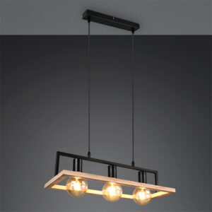 Laagste prijs - Trio Design hanglampBano zwart met hout - R36693032