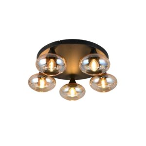 Laagste prijs - Trio PlafondlampDivina 5-lichts zwart met amber glas - R66645013