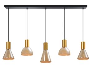 Laagste prijs - ETH Eetkamer hanglampLisa goud met amber glas - 05-HL4100-3002