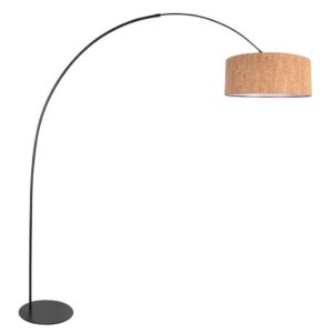 Laagste prijs - Steinhauer Zwarte booglampCurve met kurk kap Ø50cm - 4340ZW