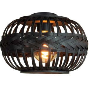 Laagste prijs - Eglo Zwarte plafondlampTowcester Ø 38cm - hout - 43912