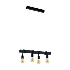 Laagste prijs - Eglo 4-lichts hanglampTownshend zwart - E27 - 44061