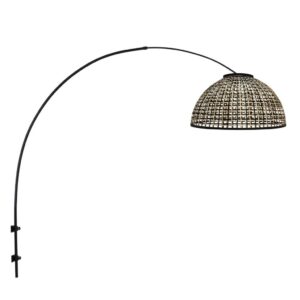 Laagste prijs - Steinhauer Zwarte wandlampNox Light met bamboe kap Ø60cm - 4407ZW