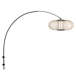 Laagste prijs - Steinhauer Zwarte wandlampSparkled Light met bamboe kap Ø60cm - 4408ZW