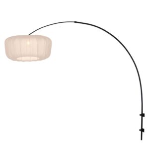 Laagste prijs - Steinhauer Zwarte wandlampVela Lino met crème kap Ø60cm - 4409ZW