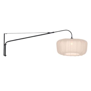 Laagste prijs - Steinhauer Zwarte wandlampVela Lino met crème kap - 4454ZW