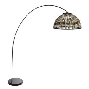 Laagste prijs - Steinhauer Zwarte booglampSolva met bamboe kap Ø60cm - 4467ZW